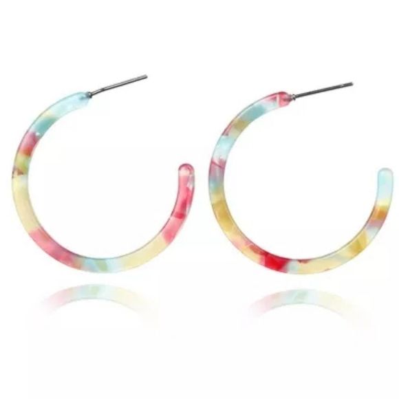 Jewelry - 7/$35 Multi Color Acrylic C Hoop Earrings